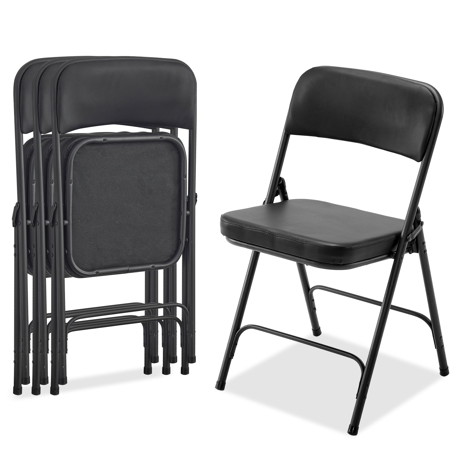 4-Pack Metal Folding Chairs – Padded Seat & Back