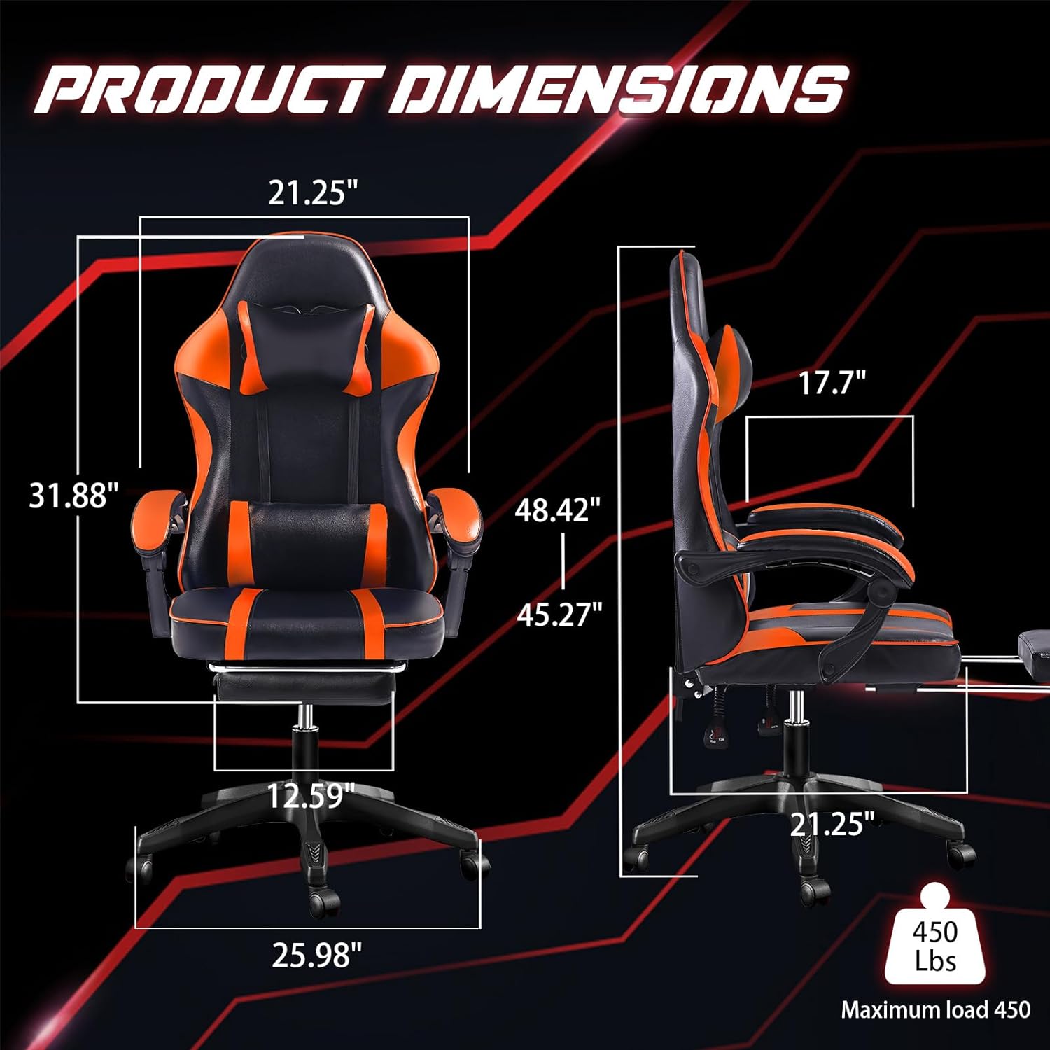 Ergonomic Gaming Chair – Reclining PU Leather Chair with Footrest