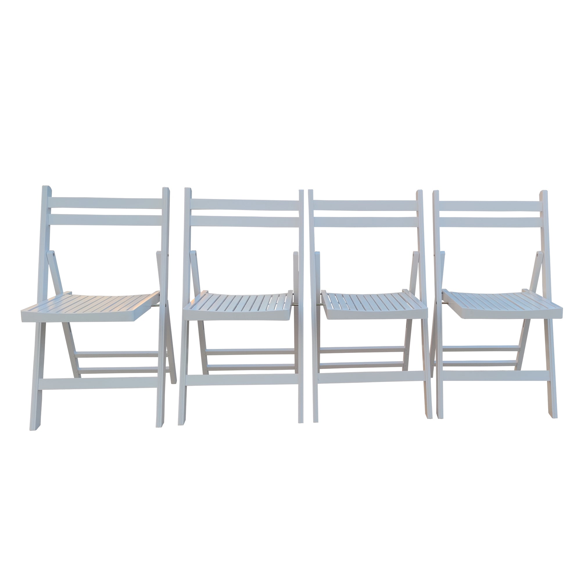 Set of 4 Folding Chairs – Slatted Wood Event Chairs, White