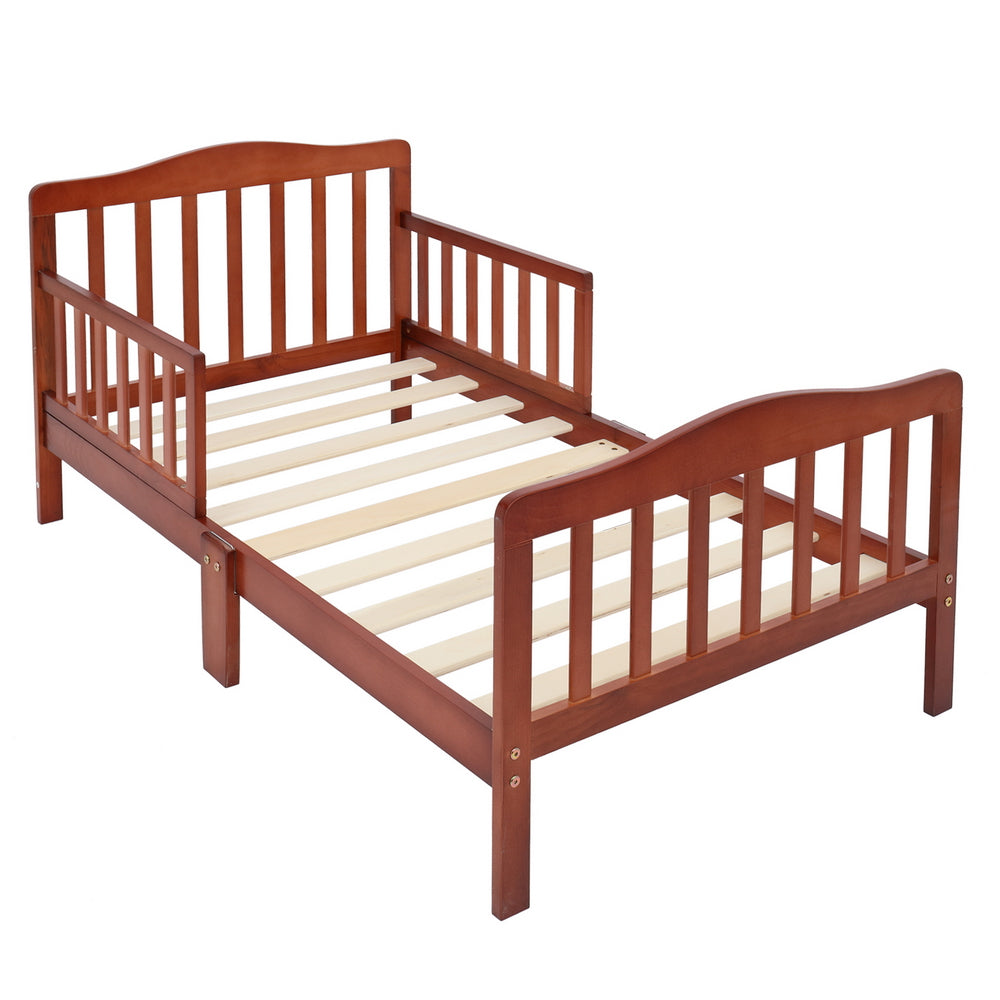 Wooden Toddler Bed with Safety Guardrails