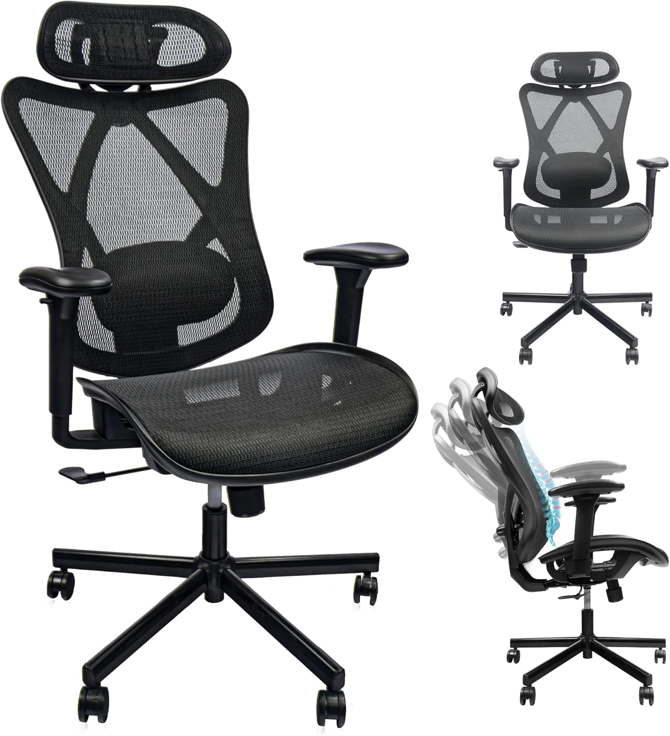 Ergonomic Mesh Office Chair – Adjustable Lumbar Support & Headrest