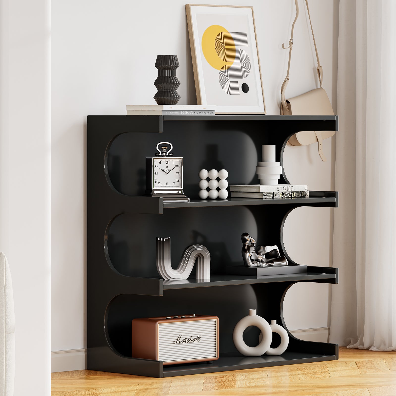 4-Tier Bookshelf & Coffee Table – Multifunctional Storage